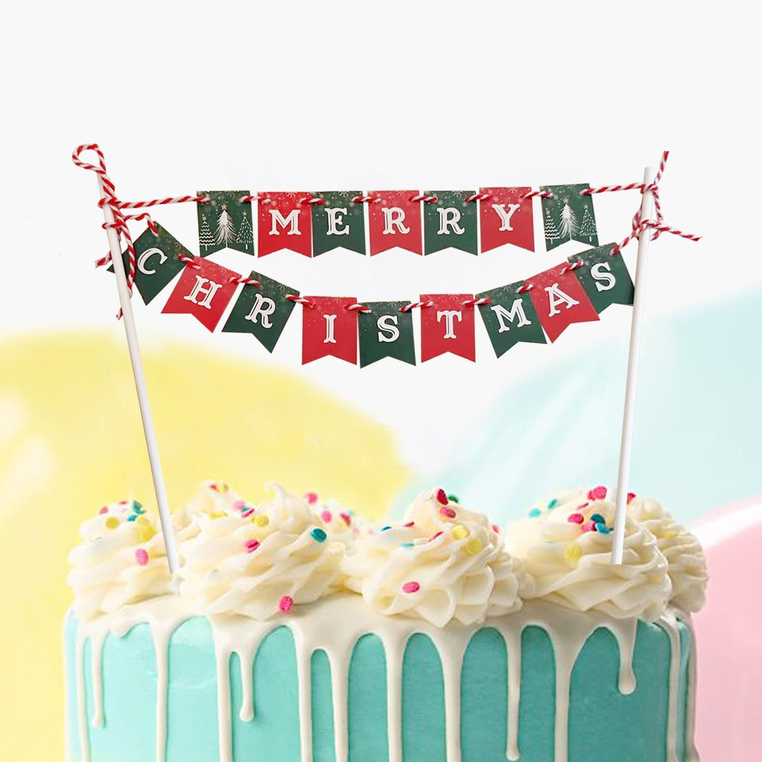 Christmas Cake Topper 1 Pack Merry Christmas Cake Topper Xmas Cake Decoration for Christmas Party Supplies Happy New Year Cake Decor image number 1