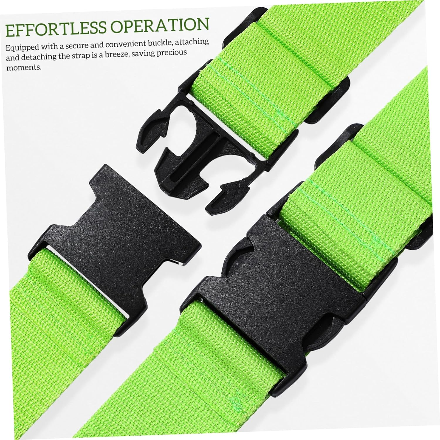 NUOBESTY 4Pcs Fluorescent Green Luggage Straps for Suitcase Polypropylene Buckle Belts Adjustable Travel Packing Secure Reinforcement Bands for Easy Identification and Opening Protection image number 5