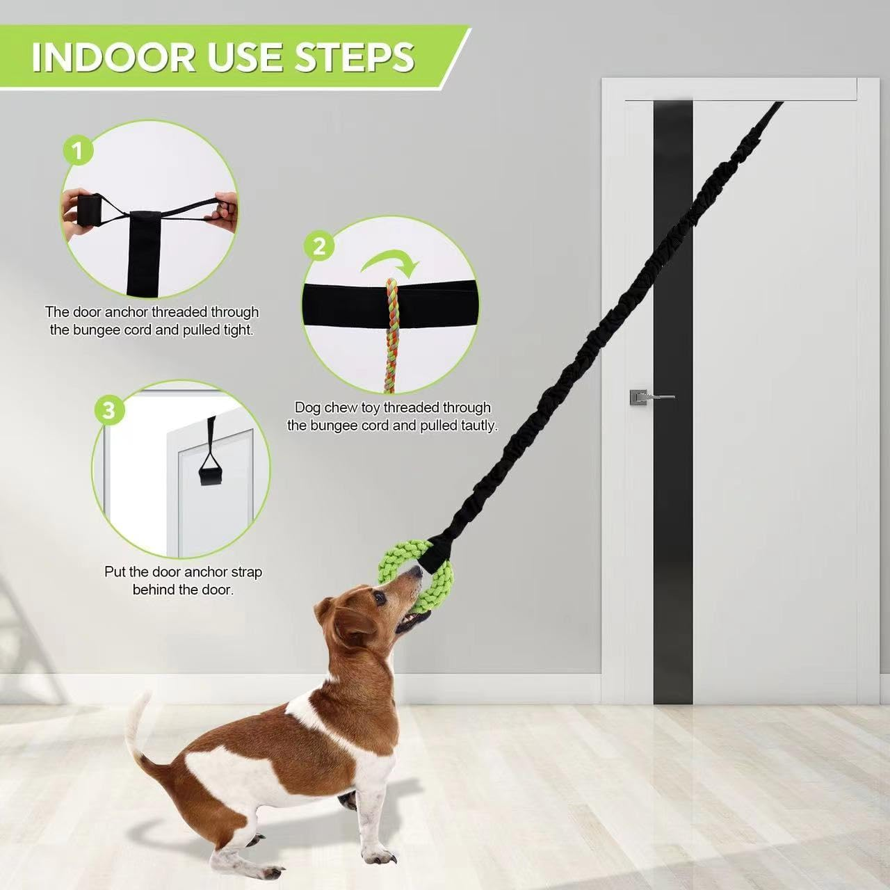 Dog Rope Toys,Dog Rope Toy for Dogs Aggressive Chewers Outdoor Dog Tug of War Toys for Pitbull Medium to Large Dogs Outdoor Bungee Hanging Exercise Ropes Muscle Builder Dogs Interactive Toys（Greener） image number 3