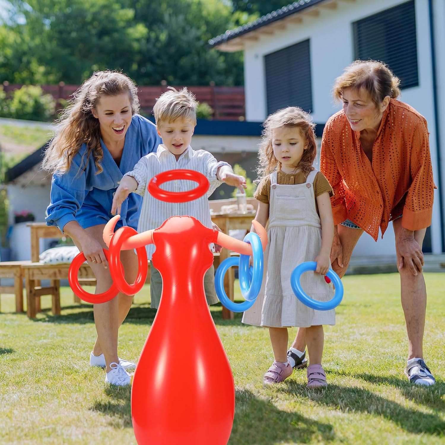 Arrowbash Inflatable Bull Ring Toss Game Set Include Inflatable Bull, Inflatable Rings for Kids Adults Fiesta Rodeo Cowboy Party Supplies Pool Beach Decoration image number 3