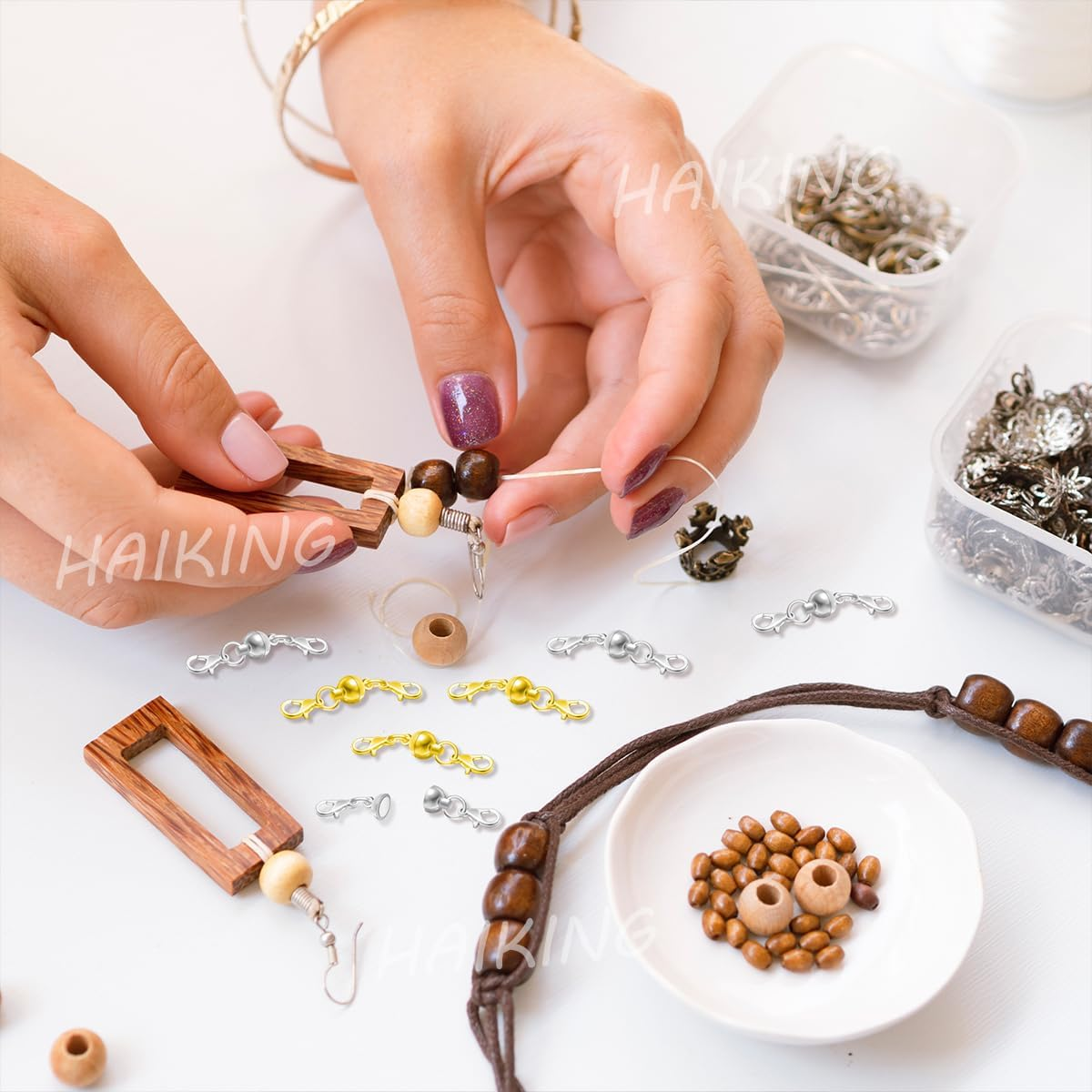 HAIKING Connector Clasp, 6 PCS Golden & Silver Magnetic Lobster Clasp for Jewelry Making (4 Cm/1.57 In)