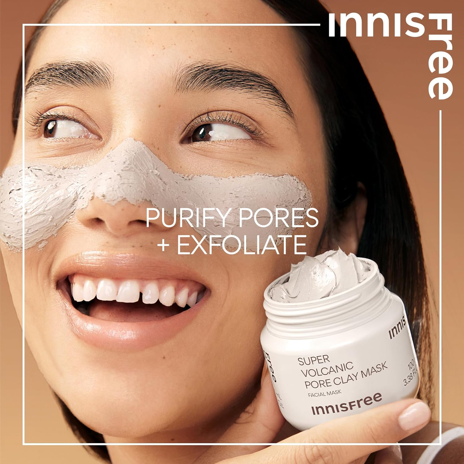 Innisfree Super Volcanic Pore Clay Mask, Korean Pore Clearing Clay Mask with Volcanic Clusters and AHA
