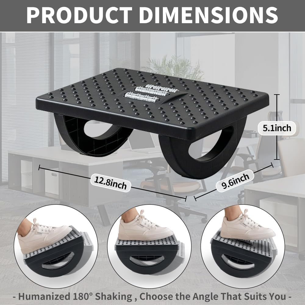 Casazenith Foot Rest for under Desk at Work - Ergonomic Foot Stools for under Office Desk - Rocking Footrest with Roller Massager - Leg Rest for Chair, Computer Gaming - Promote Leg Circulation image number 5