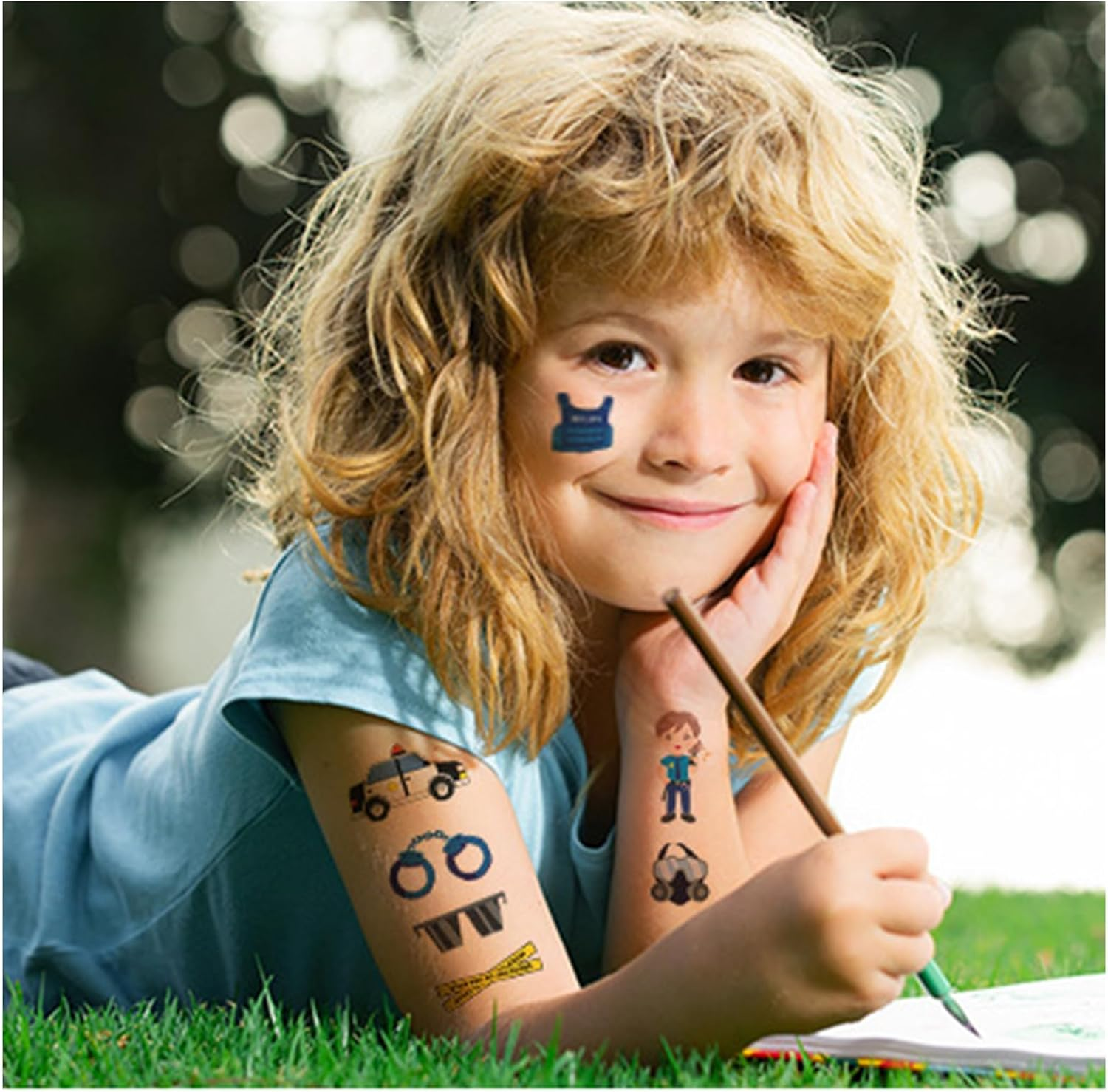 Shalve Cartoon Police Car Temporary Tattoos Waterproof Fake Tattoos Stickers Gift Idea Fillers Birthday Party Favour Supplies School Prizes Rewards Holiday D&eacute;cor Classroom Rewards image number 5