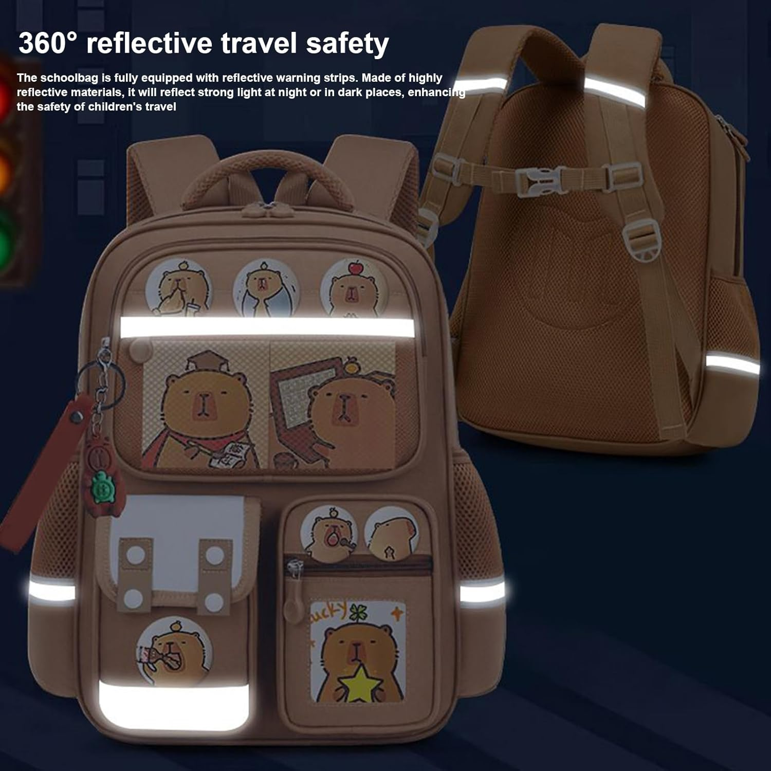 Capybara Bookbag | Capybara Backpack for Girls | Cartoon Laptop Travel Casual Bookbag for Camping Outdoor Birthday Party Going Out image number 5