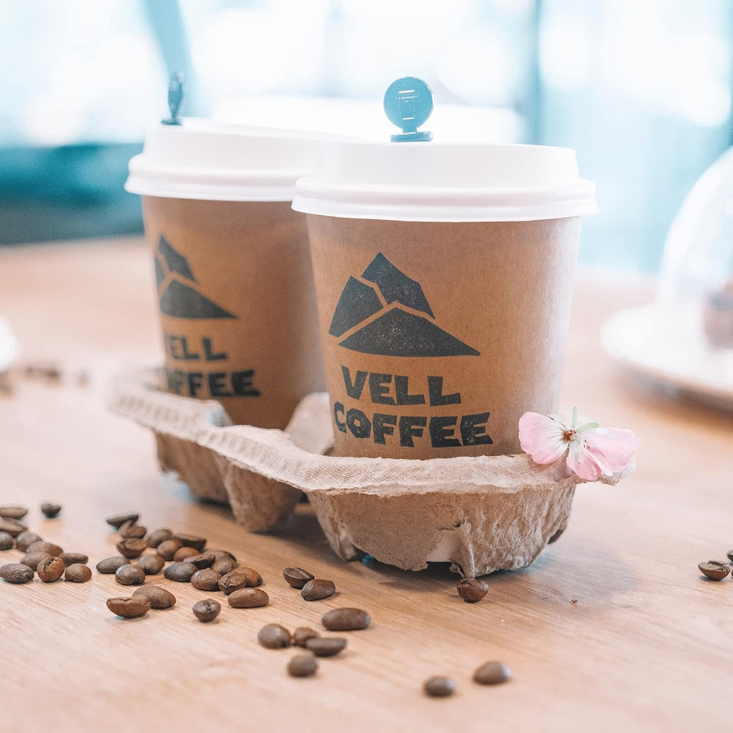 4 Cup Drink Carriers Disposable Coffee Take Out Trays 100 Pcs Pack Pulp Fiber Delivery Cups Holder for Hot and Cold Drinks image number 6