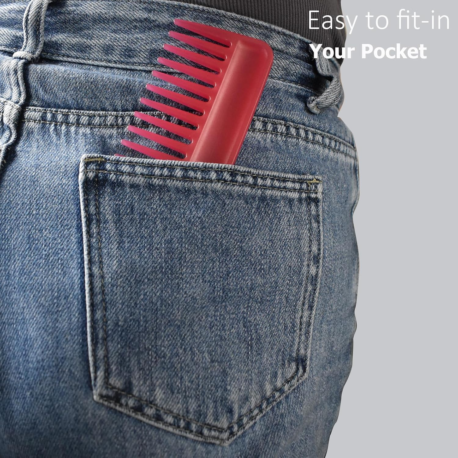 Professional Hair Comb, Streaker Texture Pocket Size Detangling Combs for All Hair Types, Women, Men, Kids, Home, Office, Car, Travel, Handbag, Gym Bag (Red, 1) image number 1