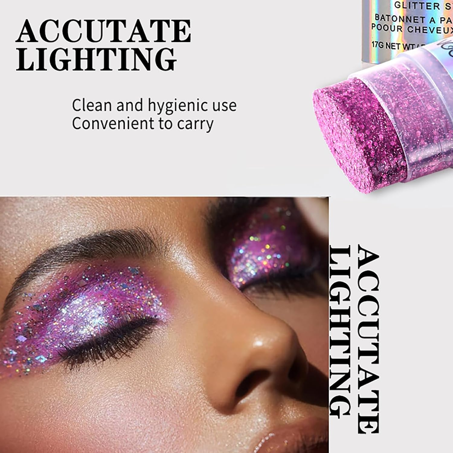 Face Chunky Glitter Gel, 6 Colors Hair Body Glitter Stick, Face Body Simmer Gel Kit, Glitter Nail Sequins Iridescent Flakes for Face Eye Hair Body Lip Festival Makeup Nail Art image number 4