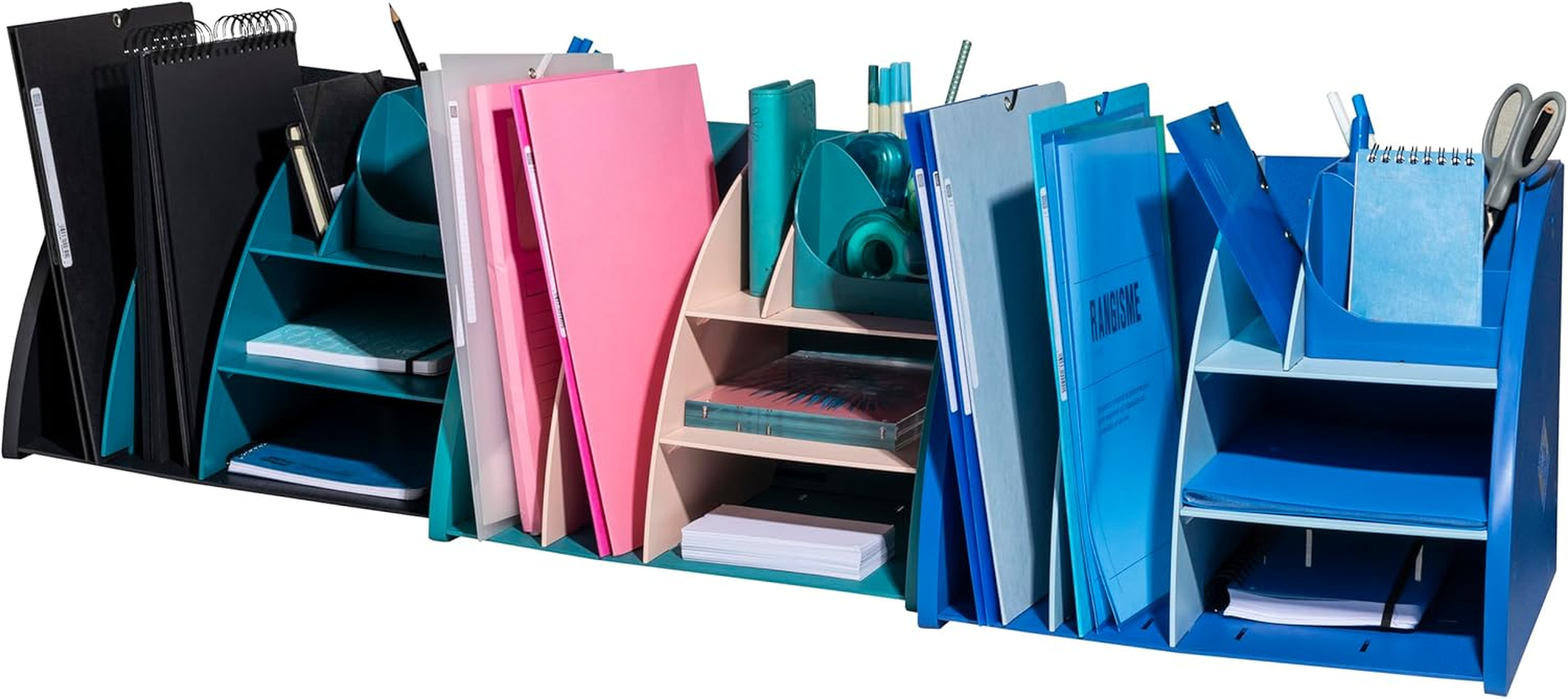 EXACOMPTA - Ref 394202D - 1 Desk Organiser Bee Blue Multifunctional Desk Accessories 6 Compartments A4 A5 A6 Vertical/Lying down - Dimensions 36 X W 29.5 X H 6 Cm Navy Blue / image number 6