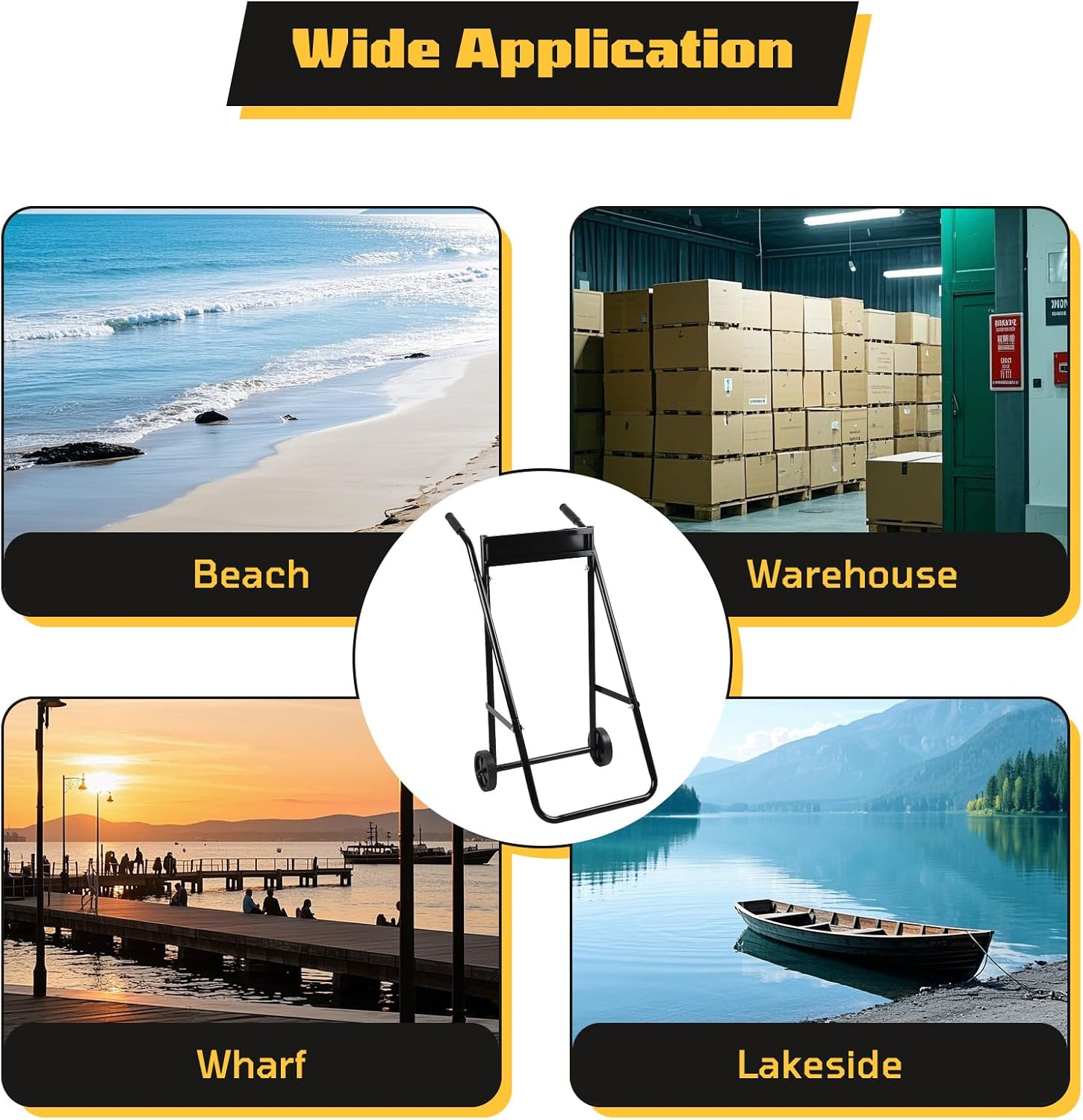 Outboard Boat Motor Stand,Outboard Motor Stand,165Lb Load Outboard Motor Carrier,Boat Motor Stand with Wheels,Portable Boat Motor Engine Trolley for Motor Repair, Maintenance,Storage image number 2