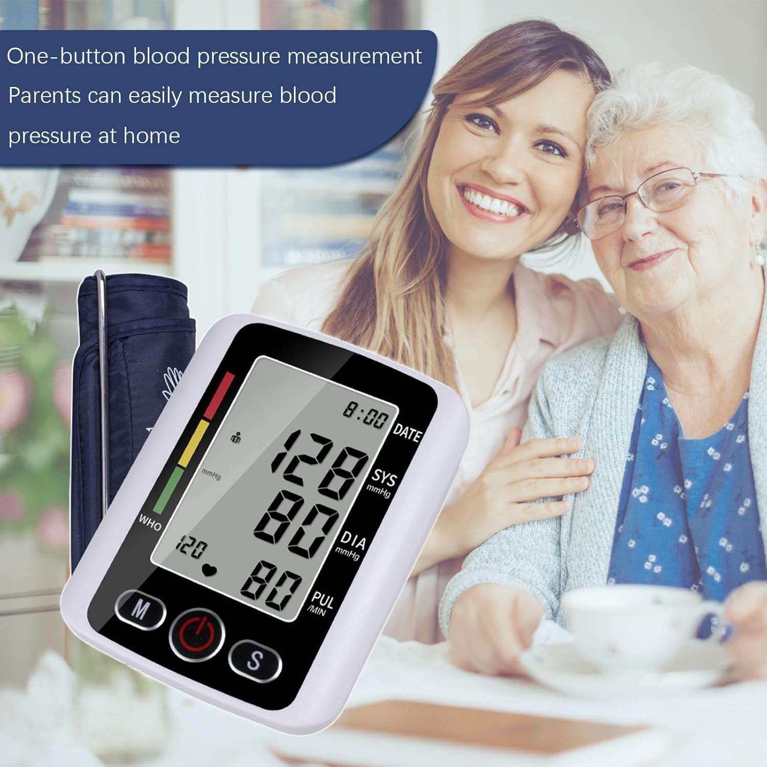 Blood Pressure Monitor for Home Use, Automatic Upper Arm BP Machine with Voice Announcement, 2 X 99 Memories, Large Screen & Adjustable Cuff, Easy to Use for Seniors image number 4