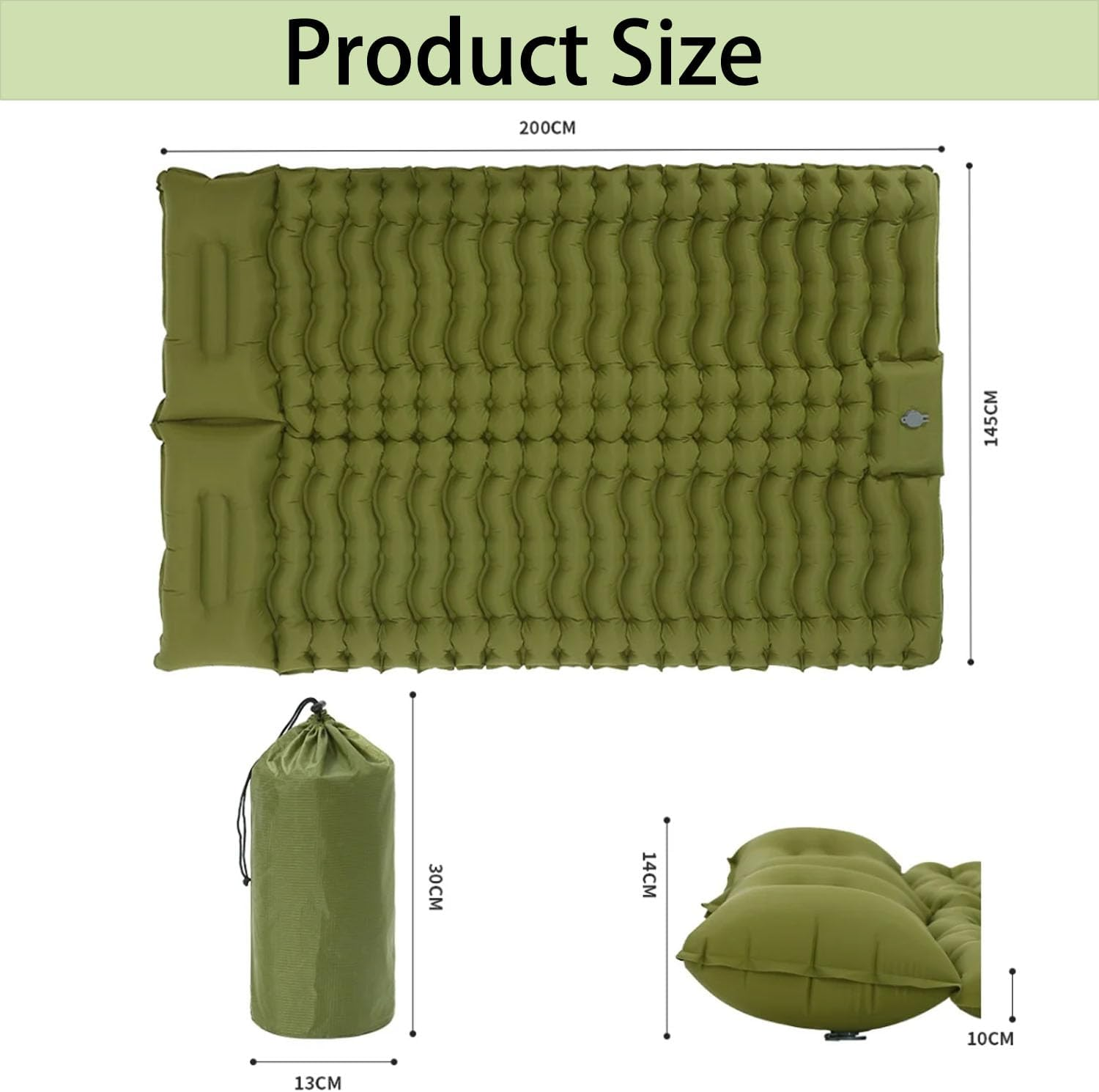 Double Sleeping Pad, Ultra-Thick Self Inflating 2 Person with Pillow Built-In Foot Pump Camping Sleeping Mat for Backpacking, Hiking, Traveling, Tent, Portable Camping Mat image number 1