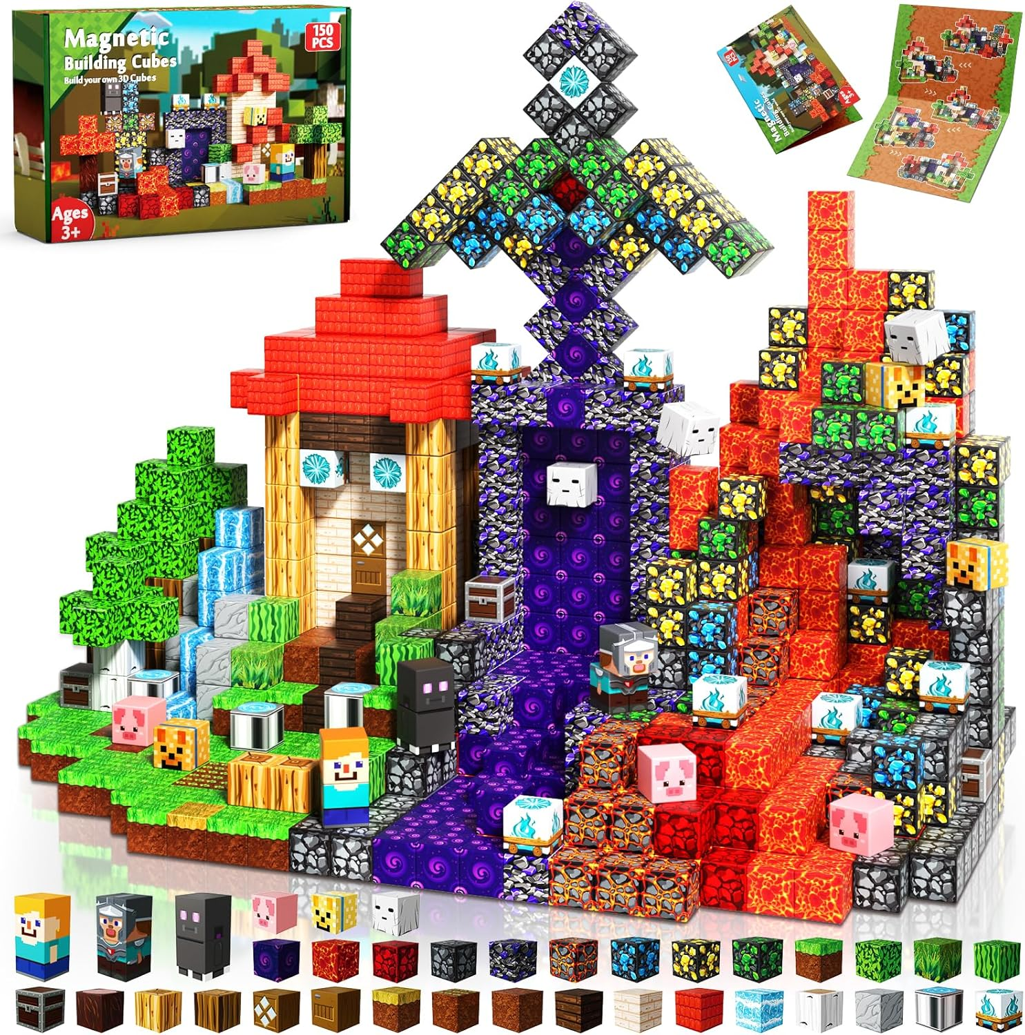Magnetic Blocks-100Pcs Magnetic Building Blocks, Castle Princess Castle Garden STEM Building Cubes for Toddler Kids Toys, Construction Toys for Kids Ages 3+ image number 1