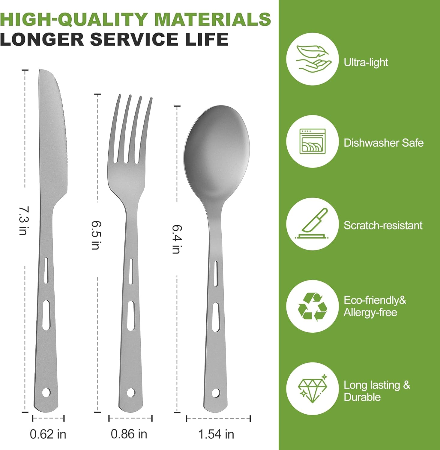 Zumyzu Pure Titanium Travel Utensils with Case, Ultra-Light Ti Portable Champing Essential Cutlery Set, Knife Fork Spoon Reusable Flatware Sets for Camping Picnic Outdoor Hiking, Lunch Box for Men