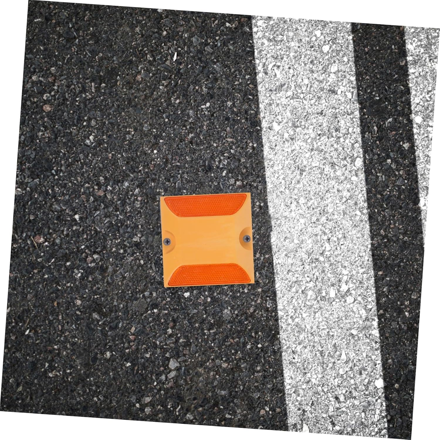 Cabilock 4Pcs Reflective Pavement Markers Yellow Dual-Sided Plastic Road Studs Traffic Reflectors for Driveways Highways and Sidewalks