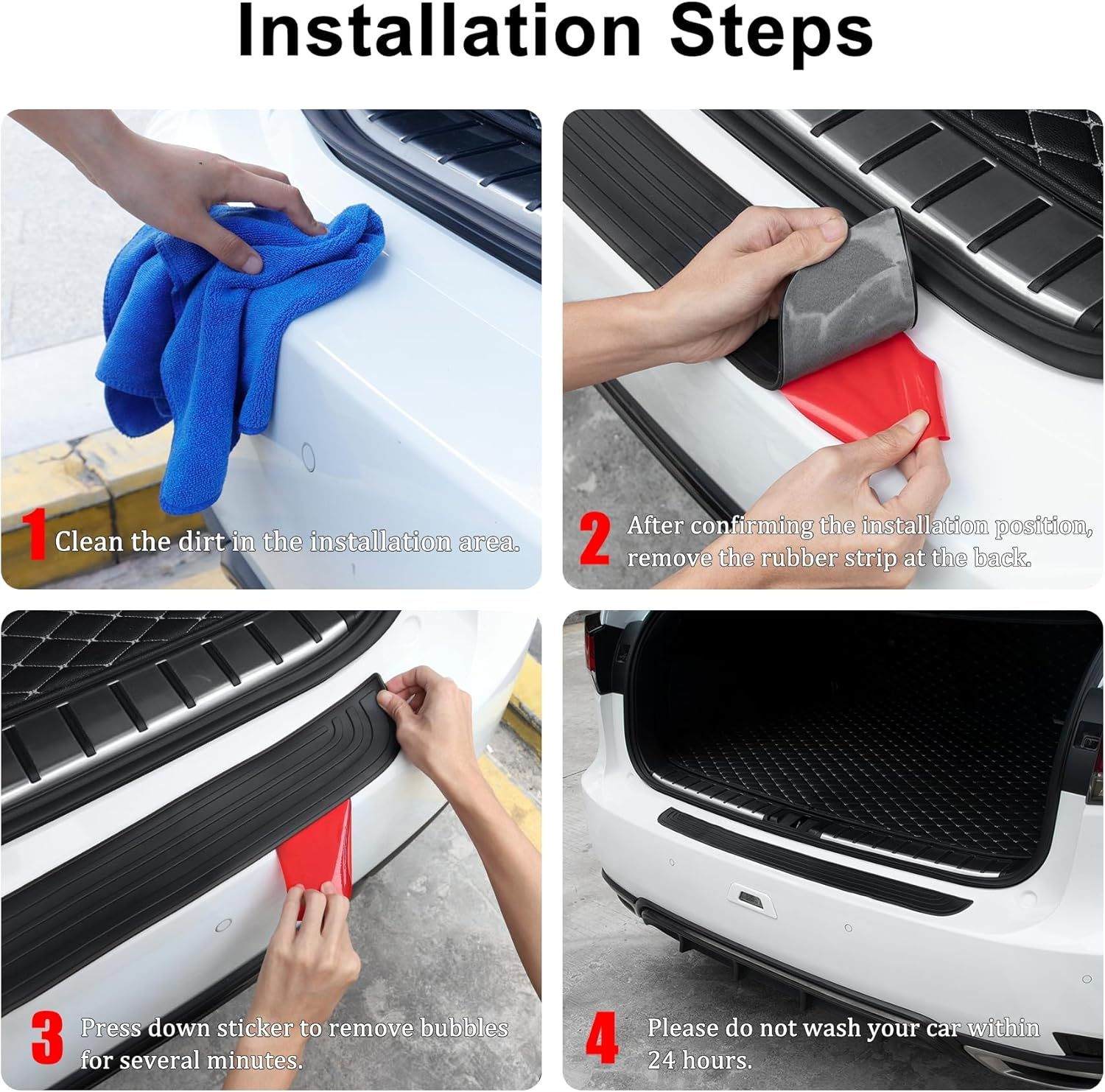 SINGARO Car Rear Bumper Protector, 35.5Inch X2.75Inch Car/Suv Universal Rubber Anti-Scratch Trunk Exterior Accessories（Black） image number 3