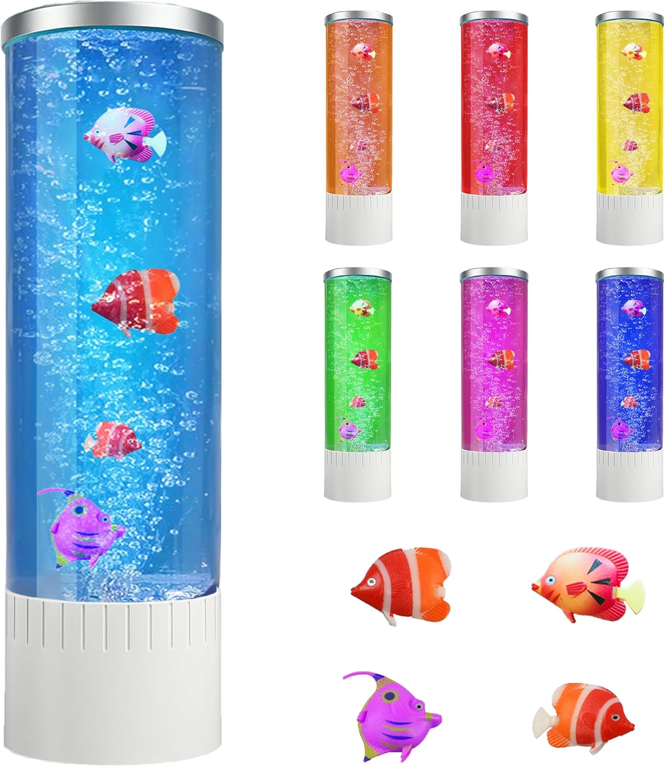 Nixyun Bubble Lamp | 7 Colour Changing LED Lamps | Fake Aquarium Night Light | Artificial Fish Tank with Moving Fishes | Home Decor, Mood Lamp for Kids, Adults, Sensory Lights for Autism & ADHD image number 4