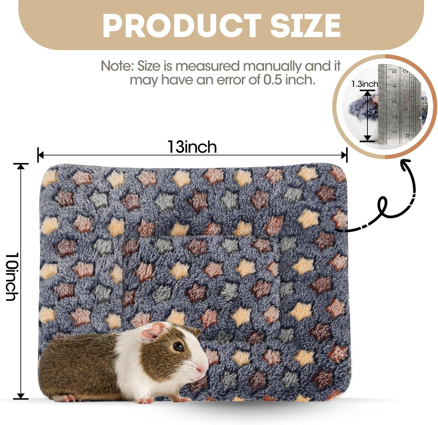 2 Pack Guinea Pig Bed - 10 X 13 Inch Guinea Pig Pee Pads Bedding - Washable and Thickness Upgrade - Dark Blue + Dark Blue image number 4