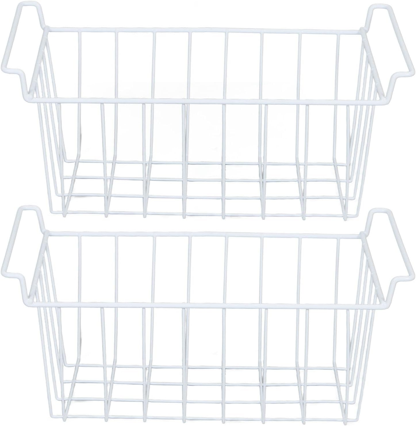 Freezer Basket, 2Pcs Large Wire Storage Baskets, Refrigerator Organizer Bin, Closet Baskets Bin, Fridge Basket Rack, Farmhouse Organizer Storage Bins for Cabinets, (L 49.5Cm X W image number 1
