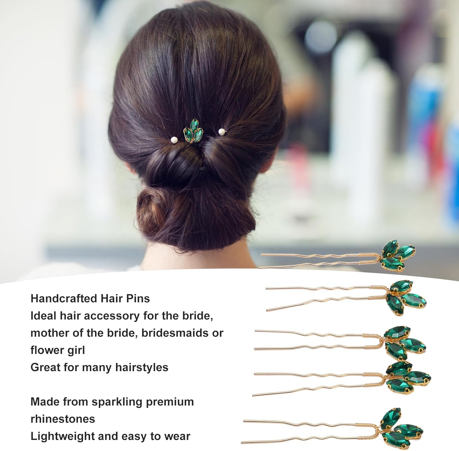 Vintage Hair Jewelry Handmade Safe 5 Pieces Rhinestone Hair Pin Exquisite for Party image number 2