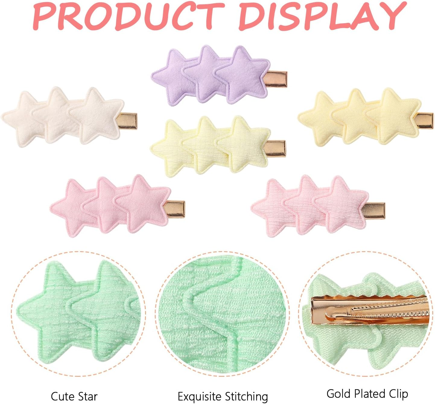 Baby Girls Hair Clips, [20 Pieces 10 Colors] Nonslip Hair Barrettes for Kids Fine Handmade Star Toddler Hair Accessories with Alligator Clips for Newborn Infant Toddlers Baby Girls Kids Teens image number 2