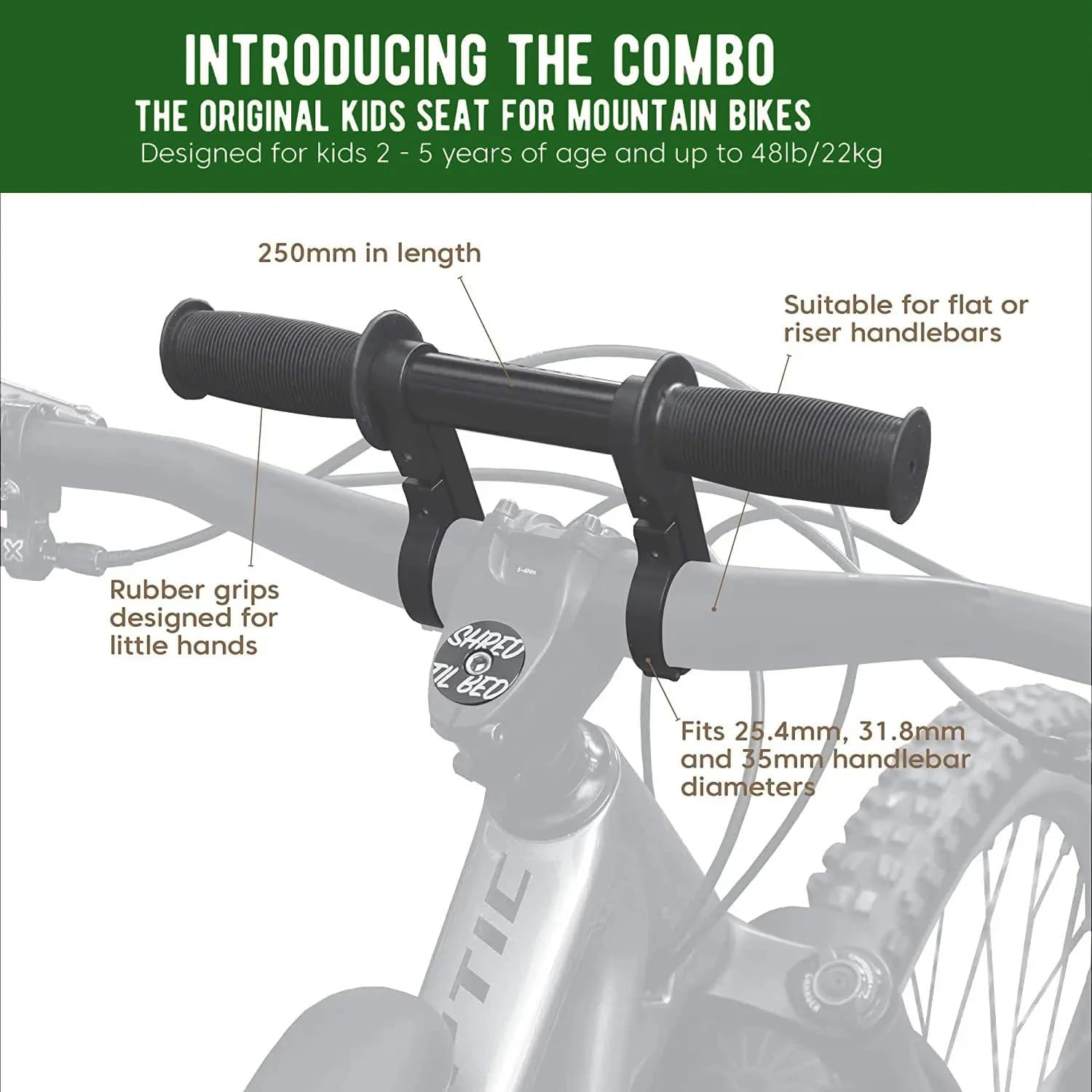 Child Bike Seat with Handlebar Attachment, Front Mount Kids MTB Bike Seat with Foot Pedals for Age 2 - 5 Children, Compatible with All Adult Mountain Bikes image number 3