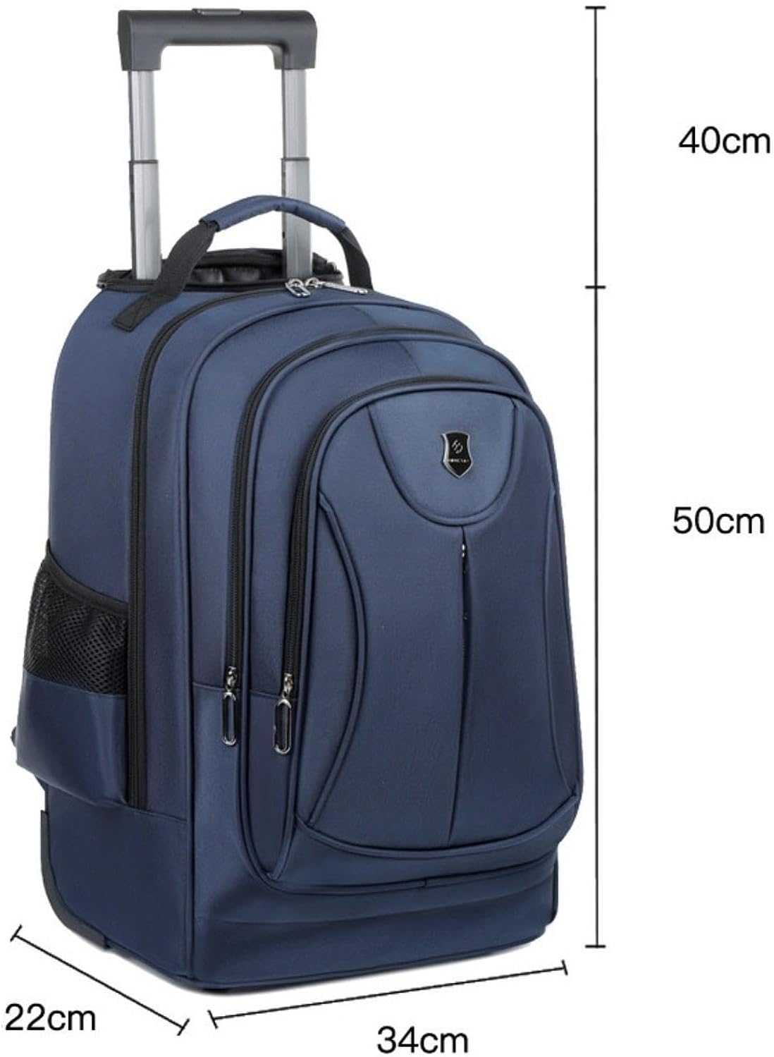 Magideal Rolling Backpack with Trolley Trolley Backpack with Wheels Hidden Lever Computer Bag Trolley Suitcase Bag for Business Travel - Black image number 7