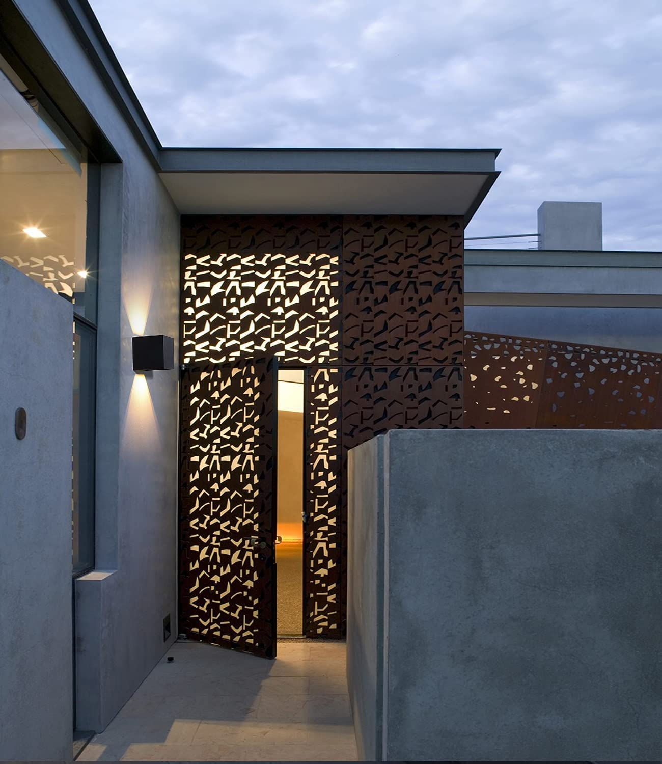 DAWALIGHT Outdoor Wall Lights 12W 3000K Warm White LED up and down Wall Light IP65 Waterproof Modern Square Adjustable Wall Sconce for Living Room Bedroom Garden Patio Outside, Aluminum, Black image number 5