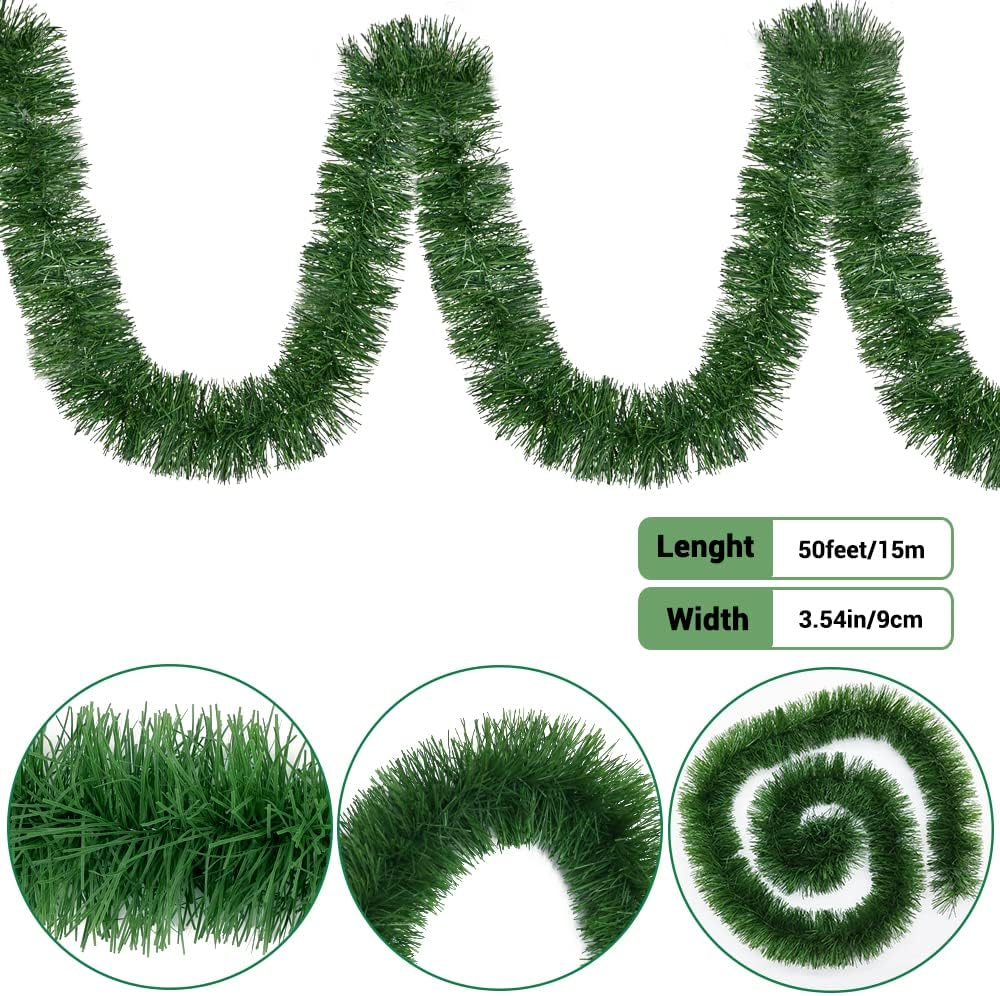 XIMISHOP 50Feet Christmas Garland for Decorations,Christmas Artificial Wine Soft Greenery Pine Garlands Decoration for Home Garden Indoor Outdoor Decorations1 image number 4