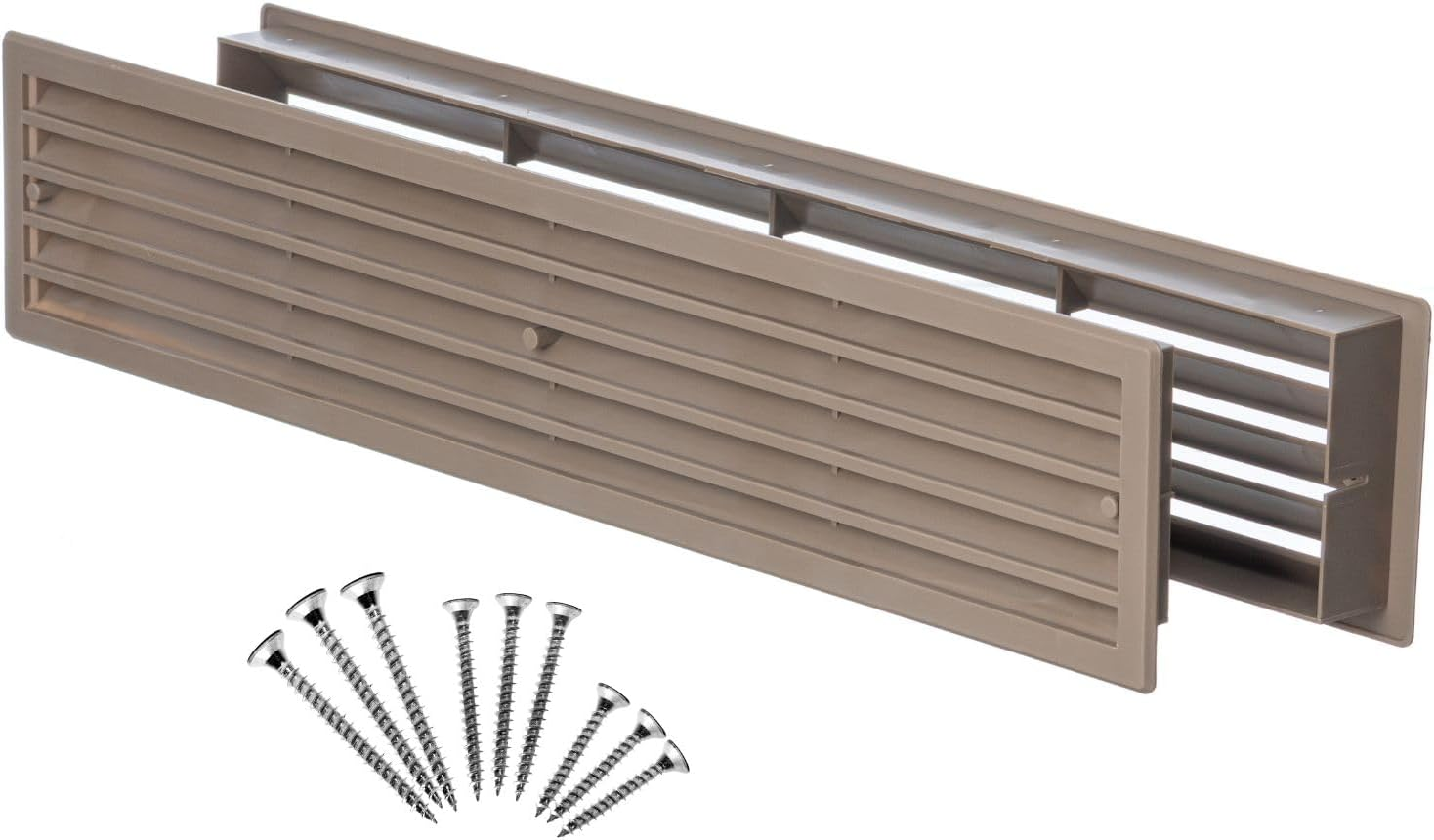 Steinberg14 Brown Door Vent Cover 17.7X3.6 Inch with Screws - Plastic Ventilation Grill - Door Vents for Interior Doors Two Sided - Door Louver Vent - Door Return Air Vent with Screws