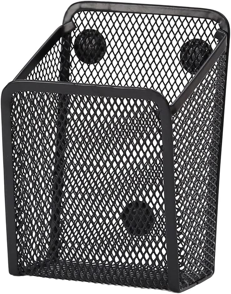 Baosity Magnetic Pencil Holder Multifunctional Mesh Basket Mesh Desk Organizer Caddy Pen Storage Basket for Refrigerator School Supplies Ruler Blackboard - Square image number 2