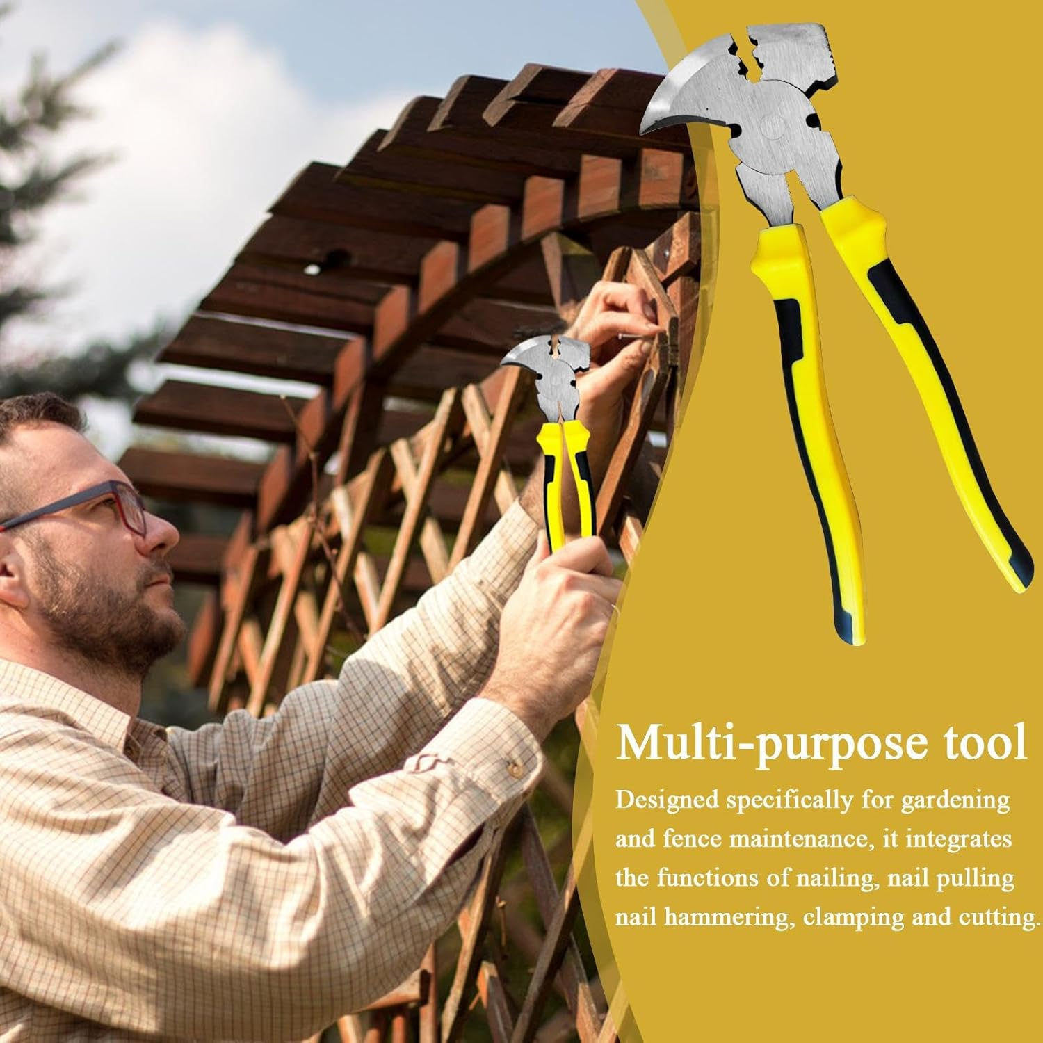 Fencing Tools | Fence Tool Cutter Staple Puller,Staple Nail Hammer Head Hand Puller for Wire Bending Cutting Gripping Cable Home Farm Wire Cable image number 6