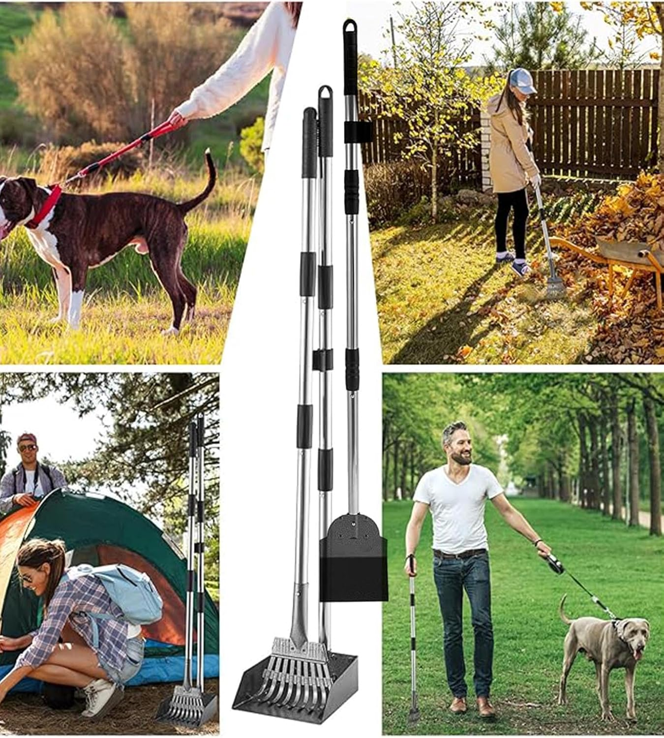 Dog Pooper Scooper, Dog Poop Tray and Rake Set, Adjustable Long - Handle Metal Waste Scoop with Tray for Pet Waste. No - Bending Clean - up in Courtyards & Gardens image number 3