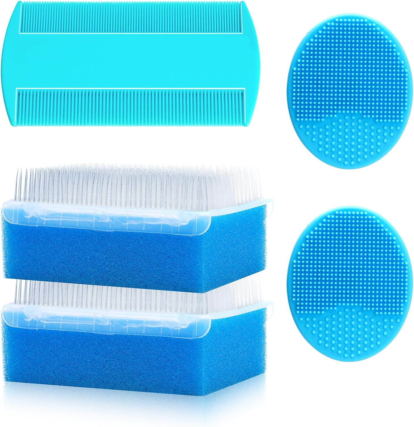 Cradle Cap Brush for Babies, 5Pcs Cradle Cap Treatment Set with Soft Bristle Brushes Silicone Scrubber Long Comb for Newborn Bathing Essentials Baby Brush and Comb Set (White)