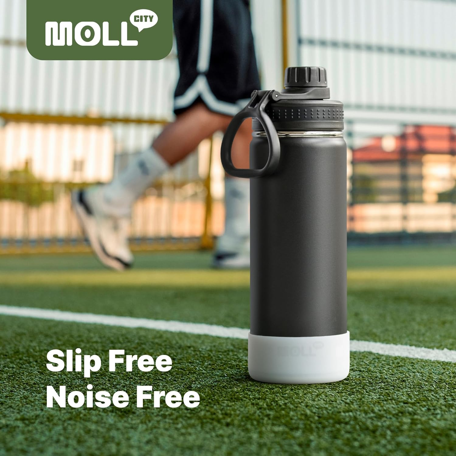 Mollcity 530ML Insulated Water Bottle-Stainless Steel Vacuum Wide Mouth Sports Water Flask with Silicone Boot-Reusable Metal Leak Proof Travel Water Bottle for Girls Boys(Grass Green) image number 4