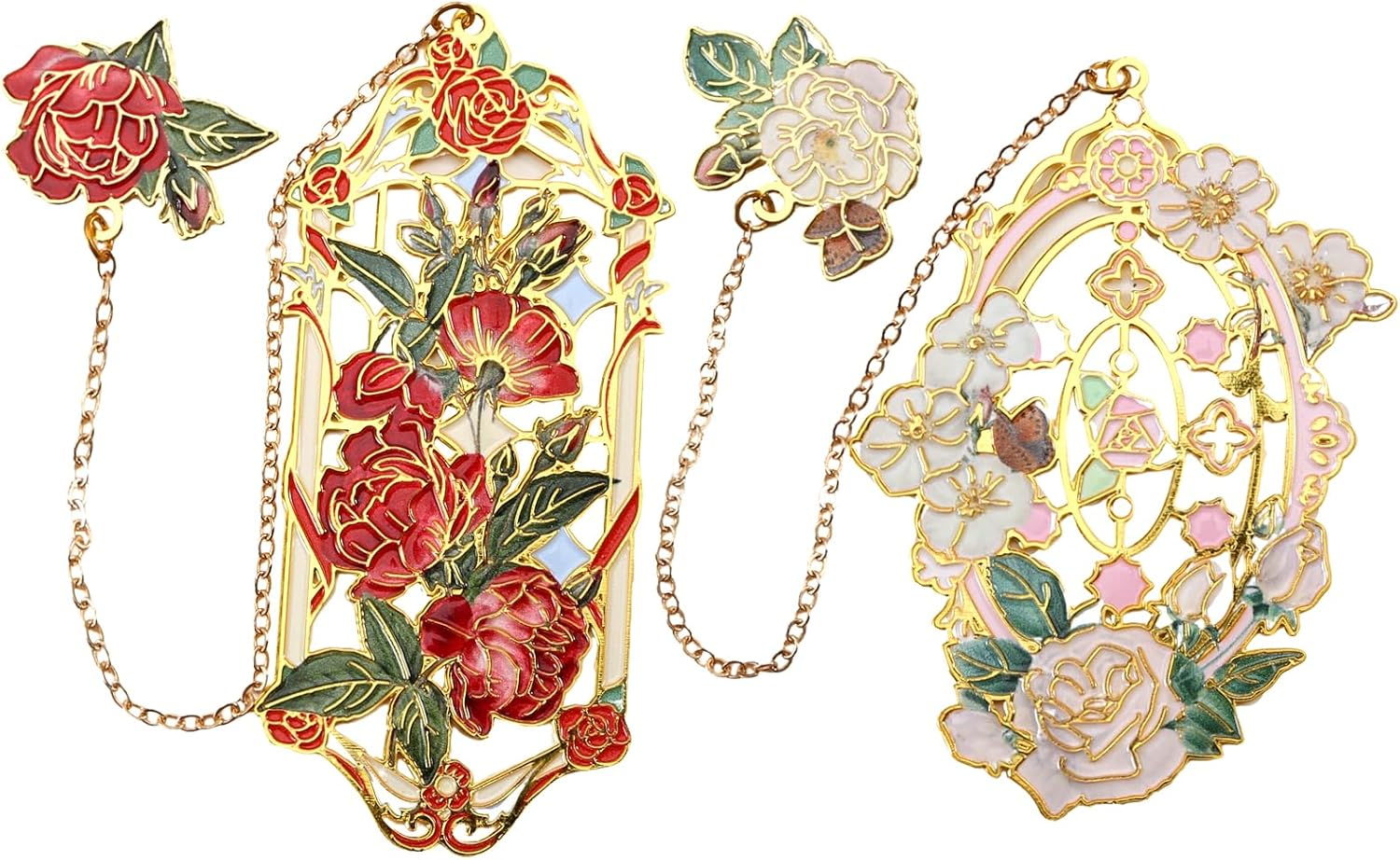 Metal Bookmarks 2 PCS, Sgbvzbd Bookmarks for Reading Women, Pretty Bookmarks for Women, Beautiful Metal Bookmark, Red Rose Bookmark and White Rose Bookmark(Bkm-043-001) image number 3