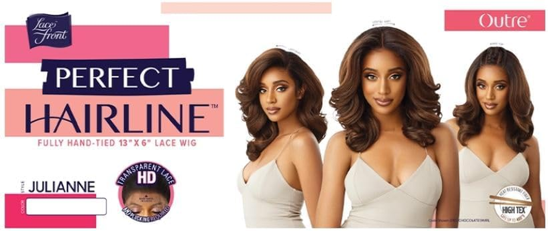 Outre LACEFRONT PERFECT HAIR LINE Glamorous Wavy Fully Hand-Tied 13&rdquo;X 6&rdquo; Frontal HD Baby Hair Transparent Lace Easy-To-Style Heat Friendly - JULIANNE (DR2/CHOSWI) - 2 Dark Brown image number 2