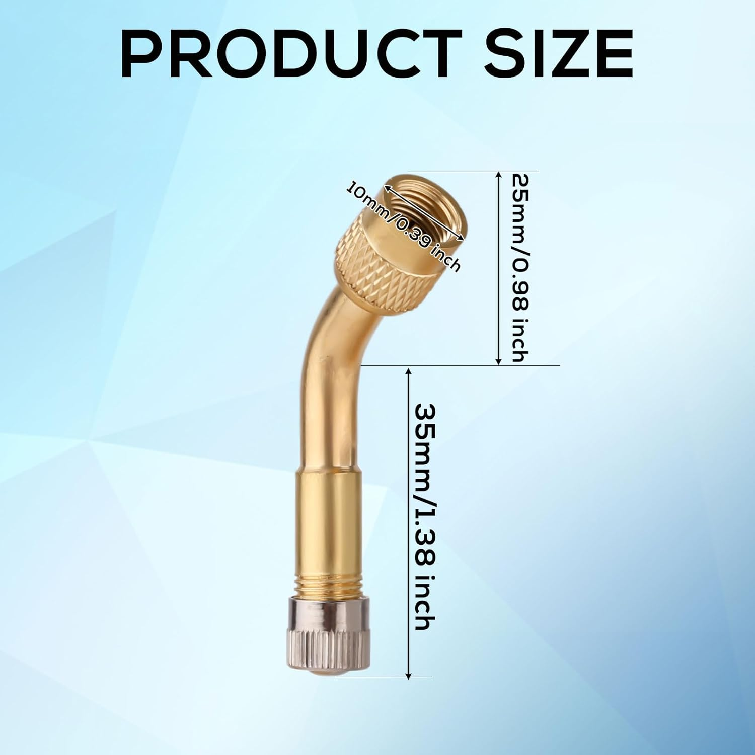 Gosknor 2Pcs Tire Valve Extension, 135 Degree Tyre Valve Extension Adaptor Brass Tire Valve Stem Extenders Valve Stem Adapter for Cars Motorcycles Stroller Bicycles RV