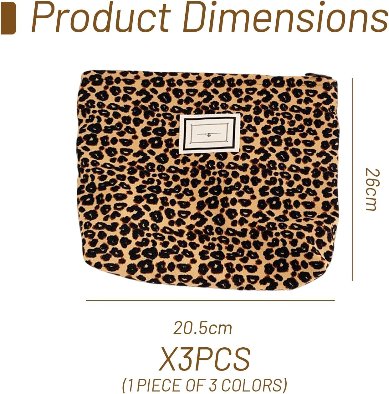 HDGSAFD 3 Canvas Bags, Leopard Print Flashing Pattern, Multifunctional Storage Bag, Portable Cosmetic Bag for Women, Suitable for Daily Storage. image number 3
