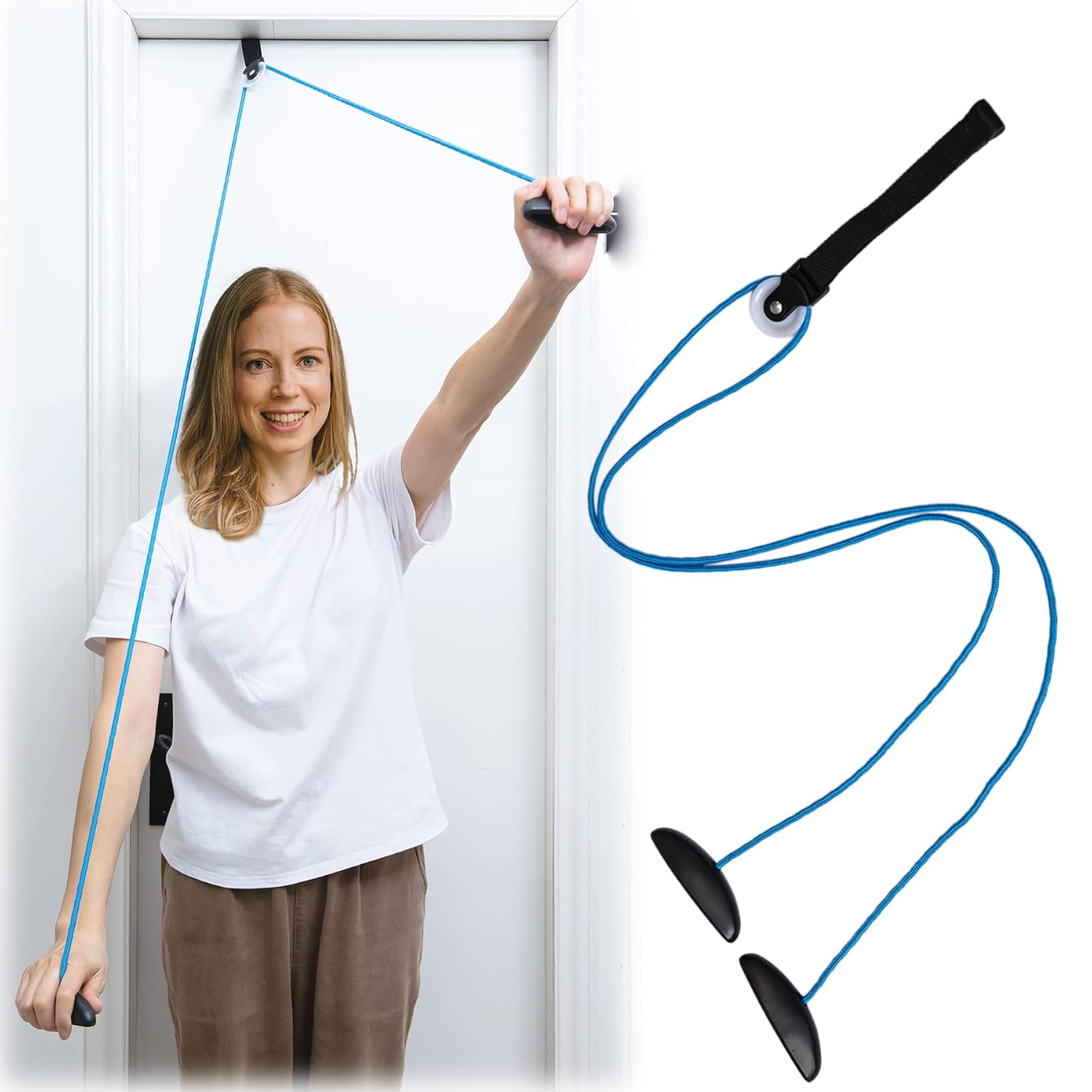 Shoulder Pulley over the Door Exerciser Rope Household Fitness Equipment, Exercise Pulley, Alleviate Shoulder Pain and Facilitate Recovery from Surgery(Color:Blue) image number 3