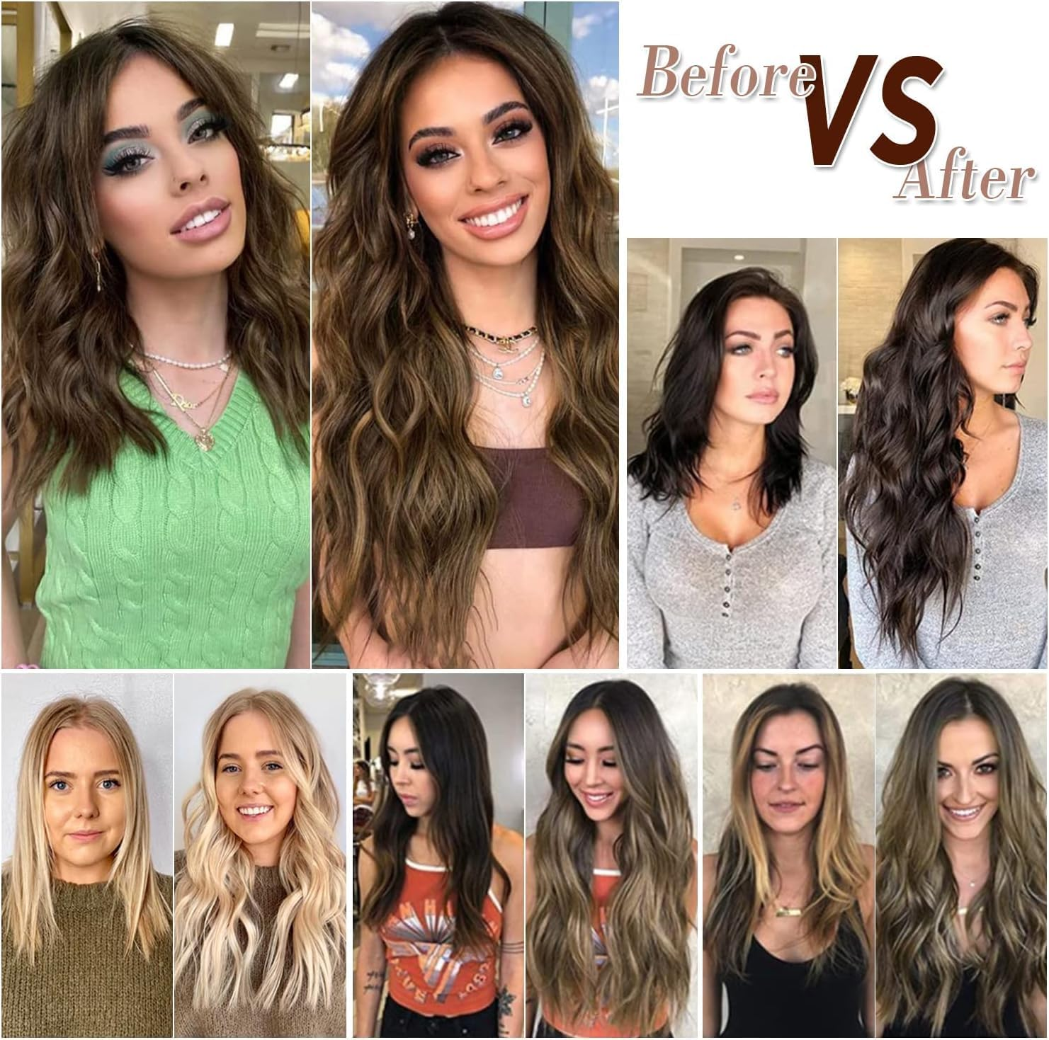 FINE plus Clip-In Extensions, 4 Pieces Long Wavy Hair Extensions Clip in Dark Brown Soft Double Weft Brunette Extensions with Clip Synthetic Hairpiece for Women - 50.8 Cm image number 5