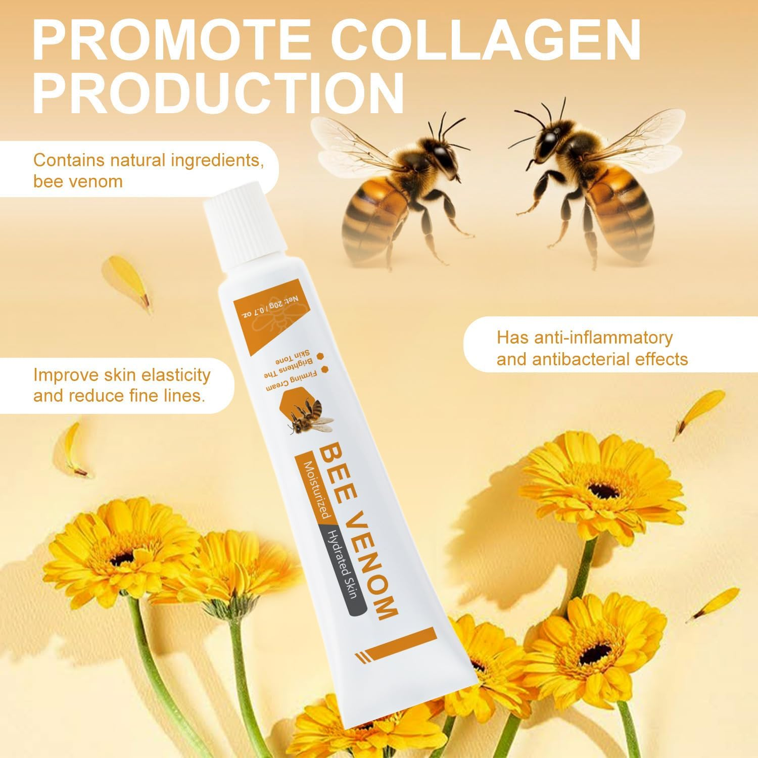 Bee Venom Cream &ndash; Anti-Aging Face Moisturizer for Wrinkle Removal, Firming & Lifting &ndash; Deep Hydration & Skin Recovery &ndash; Suitable for All Skin Types (20G/ 1 Pack) image number 5