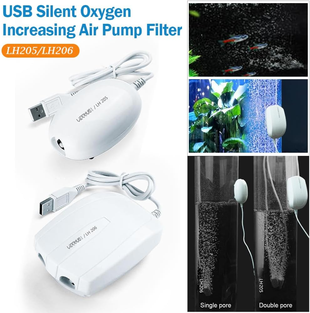 USB Silent Oxygen Increasing Air Pump Filter for Small/Medium Fish Tank Aquarium image number 1