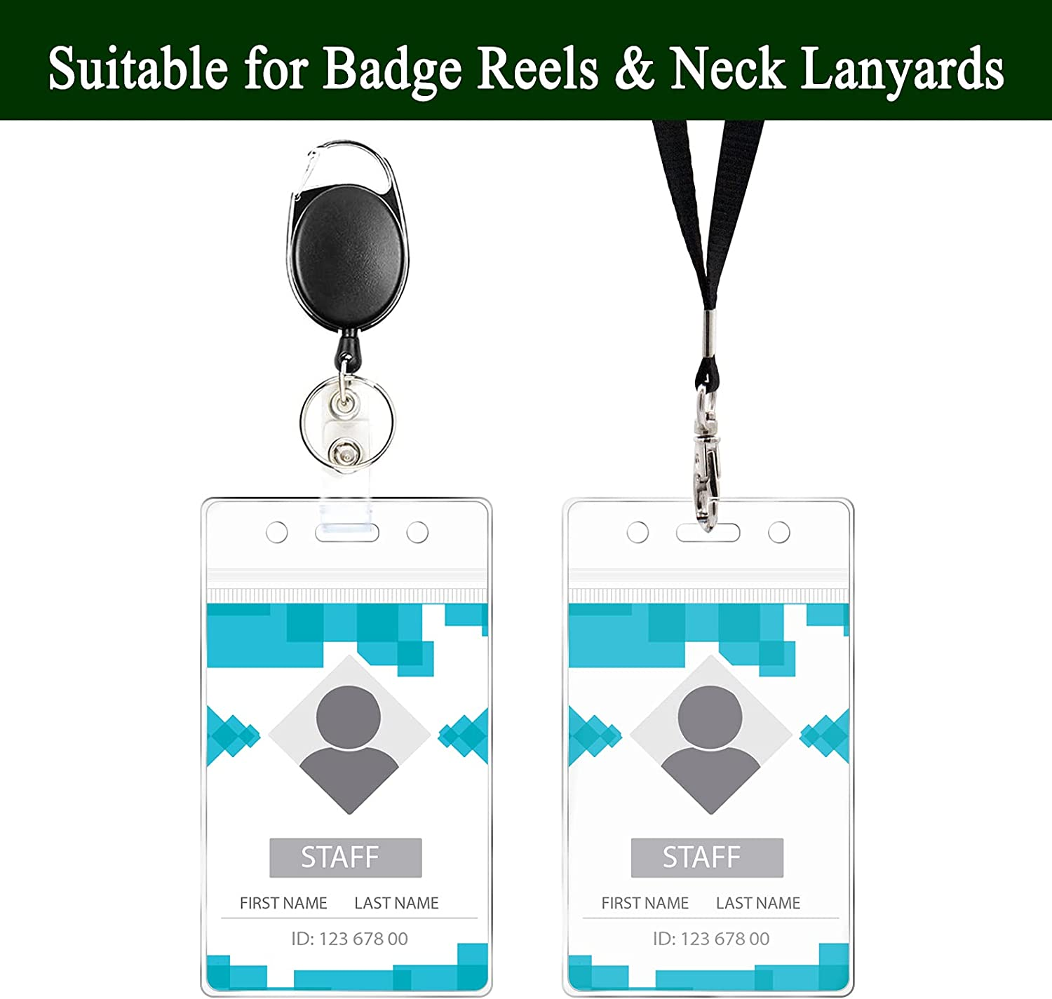 Teskyer 6 Pack Extra Thick Plastic ID Card Badge Holder, Vertical Clear Name Card Badge Holder with Waterproof Resealable Zip, 2.5" X 3.5" Inner Size image number 2