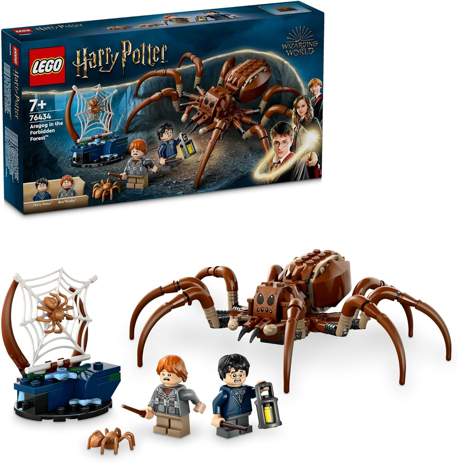 LEGO Harry Potter Aragog in the Forbidden Forest Set, Building Toy for 7+ Year Old Boys & Girls, with a Spider Figure & 2 Character Minifigures Incl. Ron Weasley, Wizarding World Kids' Toys 76434 image number 2