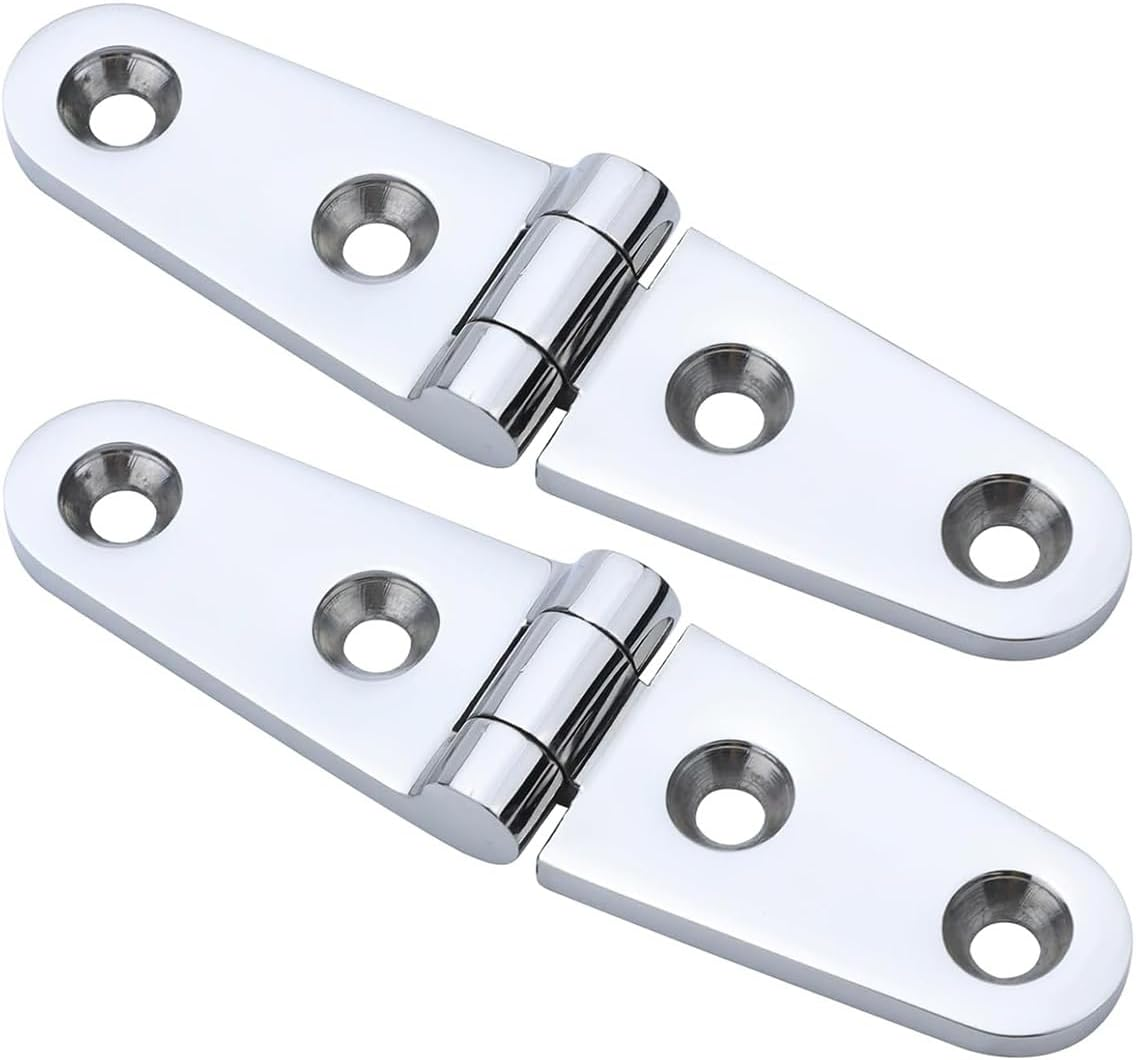 Ariv Hommey Marine Grade Boat Hinge 2 Pieces, 103 X 27MM 316 Stainless Steel Boat Casting Cabin Door Hatch Hinge, Door Hatch Stainless Steel Hinge Mount for Lids, Compartments and Doors image number 5