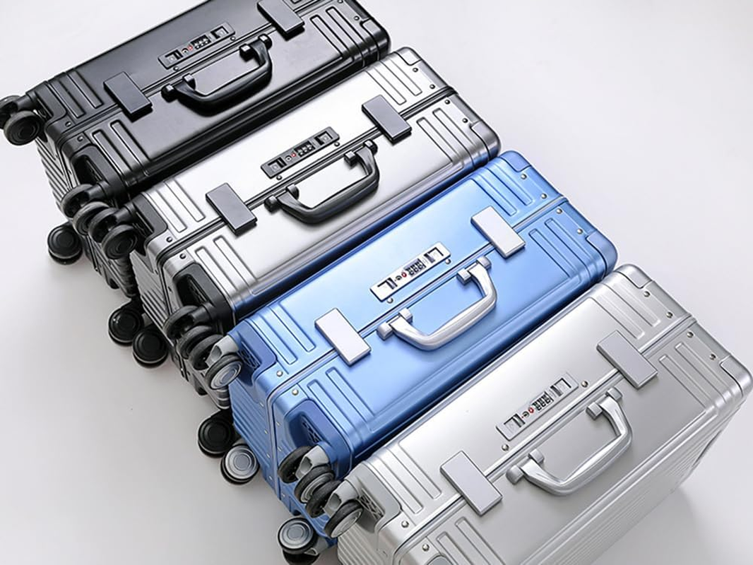 ANNI RIEL All Aluminum Hardshell Luggage, Airline Approved Zipperless Hardside Carry on Suitcase with Spinner Wheels, Checked Aluminium Luggage Metal Rolling Luggage Case for Travel, Business, Black, image number 1