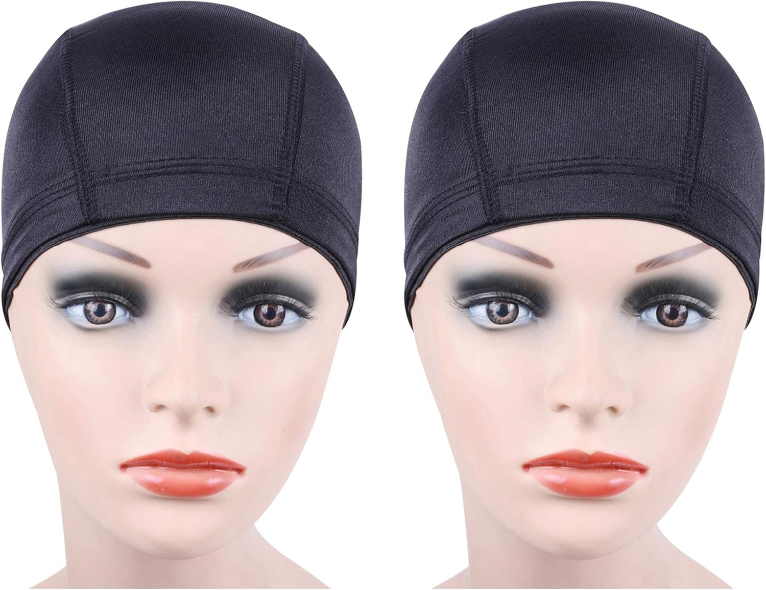 5 Pcs Black Dome Cap for Wig Making Stretchable Hairnets with Wide Elastic Band (M)