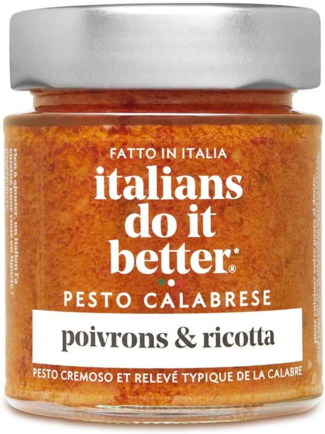 Italians Do It Better Pesto Alla Calabrese Sauce, 135G &ndash; Italian Pesto Sauce with Peppers and Ricotta, Ideal for Penne, Spaghetti, Pasta Sauce, Italian Made image number 1