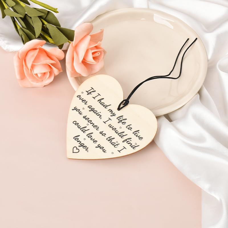 Romantic Gifts for Him Her Wife Husband Wooden Heart Hanging Ornament Decorative Signs with Sayings for Wall Boyfriend Girlfriend Anniversary Engagement Gifts for Men Women Parents Couple Gift Ideas image number 5